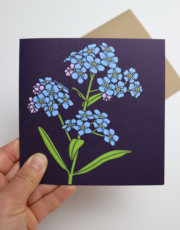 Forget-me-not Screenprinted Greeting Card